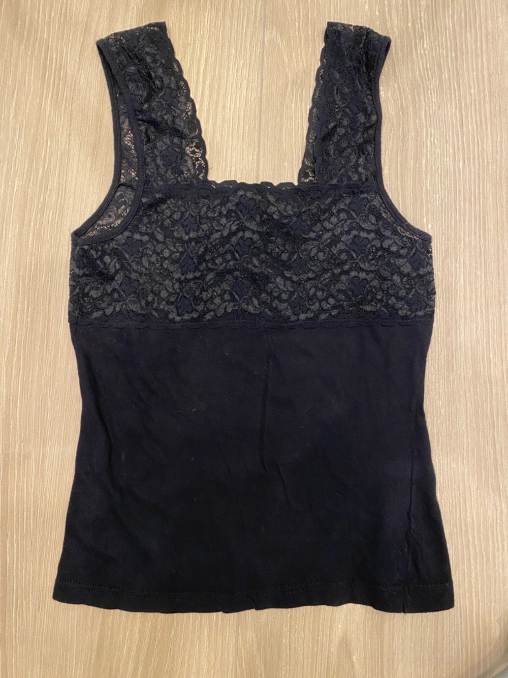 Black Lace Trim Tank Top